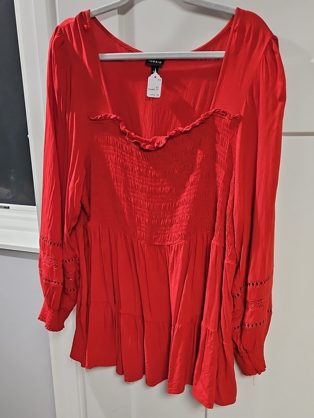 torrid Red Smocked Ruffle Peasant Tunic